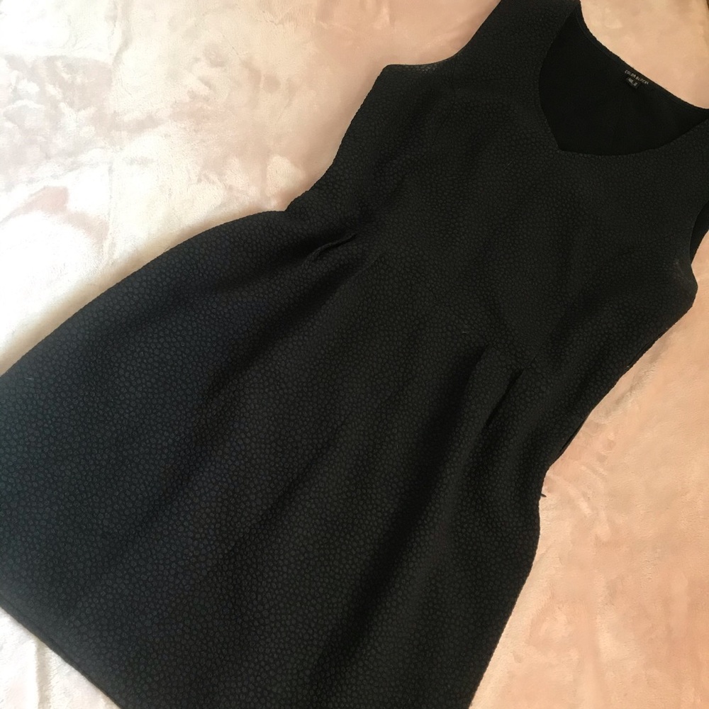 Textured black V-neck LBT Cocktail dress; Cutout